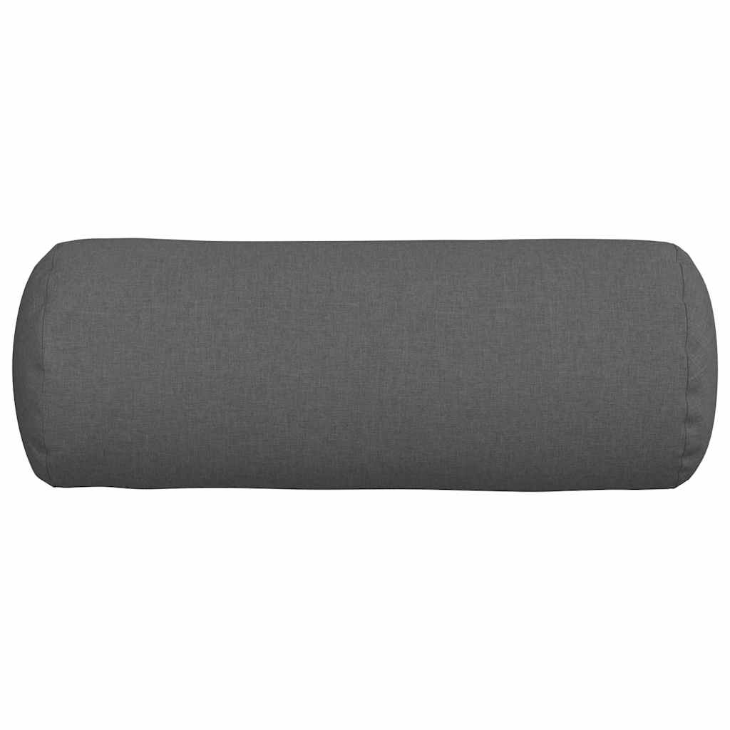 Bolster Pillows 2 pcs Dark Grey Ø 25 x 70 cm Fabric